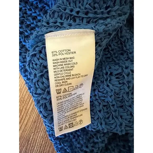 Tommy Bahama Women's Marlina Blue Tape Yarn V Neck Sweater Top Size L NWT $125 - Picture 12 of 12